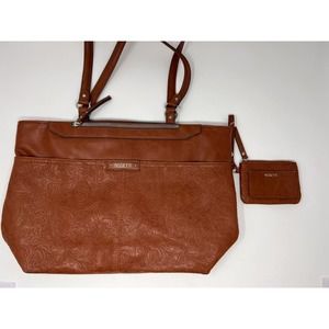 Rosetti Brown Double Handle Purse and Coin Purse 11" Tall x 16" Wide‎ x 10"